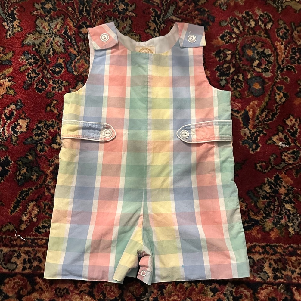 The Beaufort Bonnet Company Pastel Plaid Romper